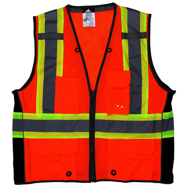 MCR Safety SURVCS2OX4 Vest Style Surveyor'S, Vest Type Hi Visibility, Closure Type Zipper, Vest