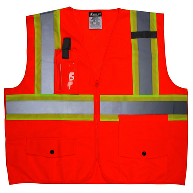 MCR Safety SURVCS2POX2 Vest Style Surveyor'S, Vest Type Hi Visibility, Closure Type Zipper, Vest