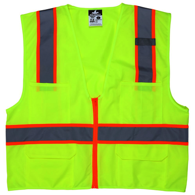 MCR Safety SURVLS Vest Style Surveyor'S, Vest Type Hi Visibility, Closure Type Zipper, Vest