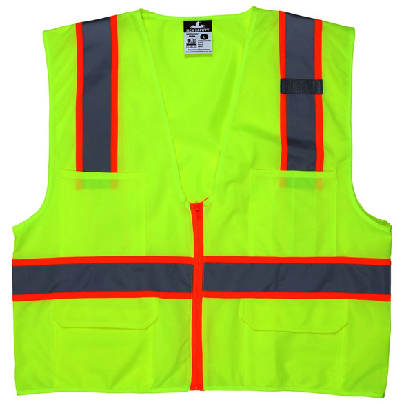 MCR Safety SURVLS Vest Style Surveyor'S, Vest Type Hi Visibility, Closure Type Zipper, Vest