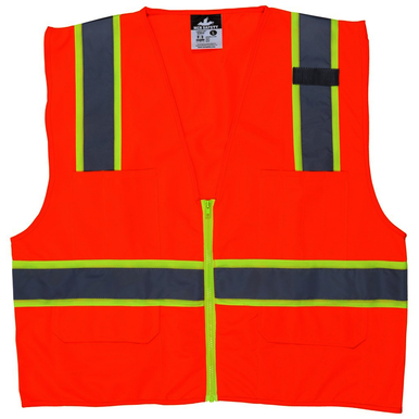 MCR Safety SURVOS Vest Style Surveyor'S, Vest Type Hi Visibility, Closure Type Zipper, Vest