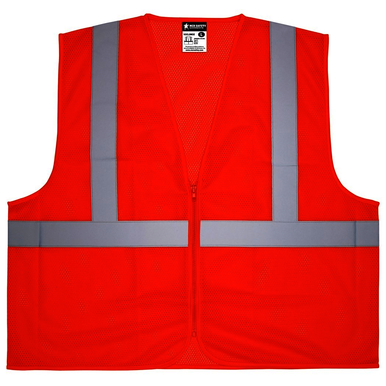 MCR Safety V2CL2MOZX3 Vest Style General Purpose, Vest Type Hi Visibility, Closure Type Zipper, Vest
