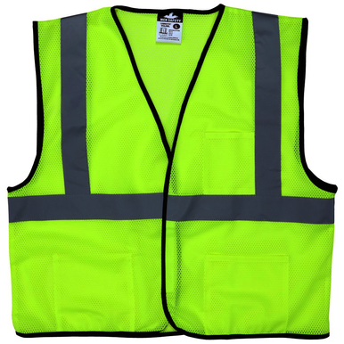 MCR Safety VCL2MLS Vest Style General Purpose, Vest Type Hi Visibility, Closure Type Hook & Loop, Vest