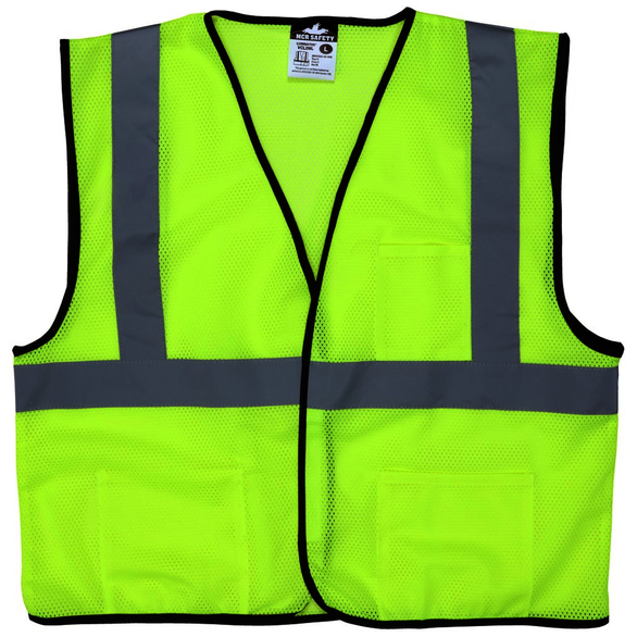 MCR Safety VCL2MLS Vest Style General Purpose, Vest Type Hi Visibility, Closure Type Hook & Loop, Vest