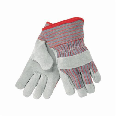 Memphis 1200XL 1200 Industrial Grade General Purpose Gloves, Leather Palm, Gunn Cut/Standard Finger/Wing Thumb Style, XL, Grain Cowhide Leather Palm, Cowhide Leather, Gray, Rubberized Safety Cuff, Resists: Abrasion, Puncture and Tear, Fleece Lining