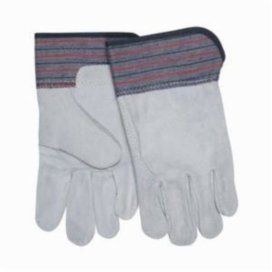 Memphis 1317 General Purpose Gloves, Leather Palm, L, Cowhide Leather Palm, Cowhide Leather, Gray, Rubberized Safety Cuff, Uncoated Coating, Fleece Lining, Gunn Pattern/Standard Finger/Wing Thumb