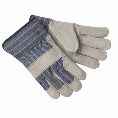 Memphis 1400XL A-Grade General Purpose Gloves, Leather Palm, XL, Cowhide Leather Palm, Cotton Thread/Leather/Polyester, Gray, Plasticized Safety Cuff, Fleece Lining, Gunn Pattern/Standard Finger/Wing Thumb