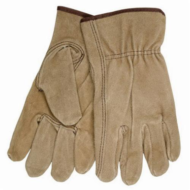 Memphis 3110L 3110 Premium Grade General Purpose Gloves, Drivers, Gunn Cut/Keystone Thumb/Standard Finger Style, L, Split Cowhide Leather Palm, Cotton Thread/Leather/Polyester, Brown, Open/Slip-On Cuff, Uncoated Coating, Resists: Abrasion, Unlined Lining
