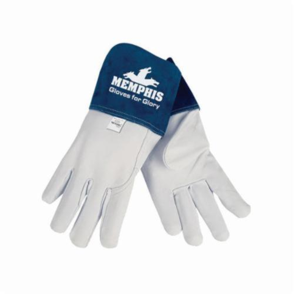 Memphis 4850M Gloves for Glory® 4850 Premium Grade MIG/TIG Welding Gloves, M, Top Grain Goat Skin Leather, White, Unlined Lining, Gauntlet Cuff, 12-1/4 in L, 0.4 to 1.1 mm THK Glove Material