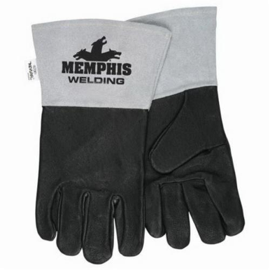 Memphis 49600L Memphis Welding Premium Grade Welding Gloves, L, Top Grain Pig Skin Leather, Black, Unlined, Gauntlet Cuff, 12.37 in L, 0.8 to 1.4 mm Glove Material Thickness