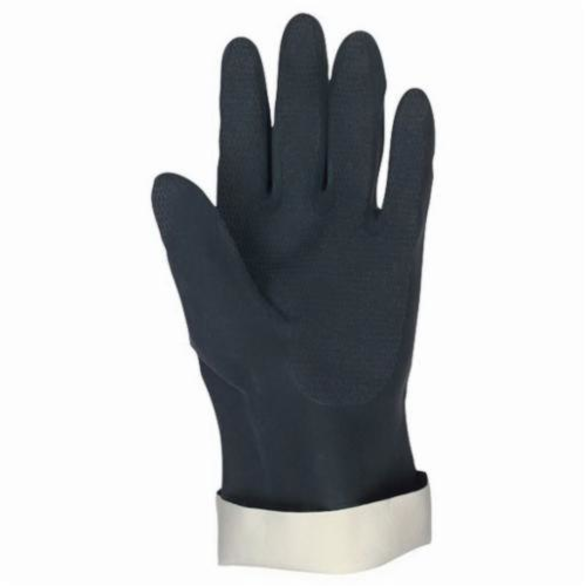 Memphis 5435L Industrial Grade Chemical Resistant Gloves, L, Pair Hand, Neoprene, Black, Flock Lining, 12 in L, Resists: Acid, Chemical and Caustic, Unsupported Support, Straight Cuff, 30 mil THK