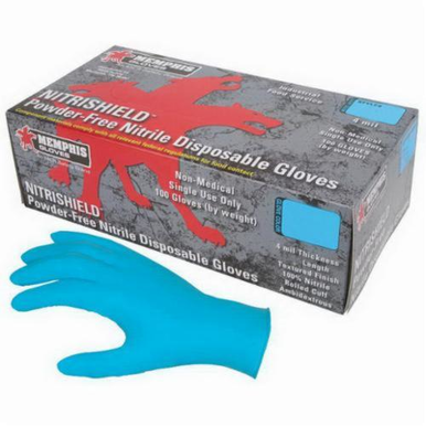 MCR Safety 6015XXL NitriShield™ 6015 Non-Sterile Disposable Gloves, 2XL, Nitrile, Blue, 10.078 in L, Non-Powdered, Textured Grip, 4 mil THK, Application Type: Food/Industrial/Premium Grade, Ambidextrous Hand