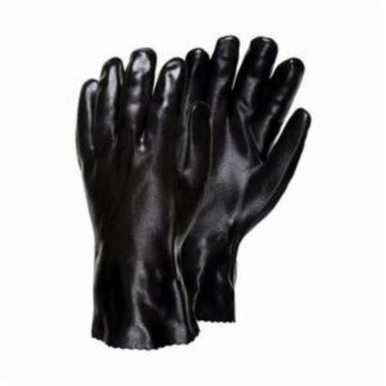 Memphis 6524SJ Double Dipped Industrial Grade Supported General Purpose Gloves, Coated, L, PVC Palm, PVC, Black/White, Gauntlet Cuff, PVC with Sandy Finish Coating, Resists: Abrasion, Chemicals and Oils, Jersey Lining, Standard Finger/Wing Thumb