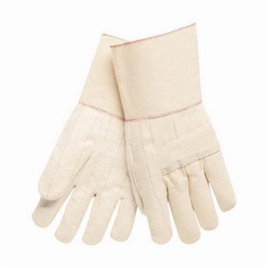 Memphis 9124G Regular Weight Hot Mill Gloves, L, Cotton, Natural, Cotton, Plasticized Gauntlet Cuff, Uncoated Coating, 12-1/2 in L