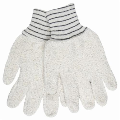 Memphis 9402KM Heavyweight High Performance General Purpose Gloves, String Knit, Seamless/Standard Finger/Reversible Cut Style, S, 7 ga/18 oz Cotton Polyester, Natural, Continuous Knit Wrist Cuff, Uncoated Coating, Resists: Abrasion, Cut and Heat