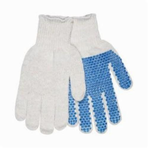Memphis 9650LMB Regular Weight General Purpose Gloves, Coated, L, PVC Palm, 7 ga Cotton/Polyester, Blue/Natural, String Knit Wrist Cuff, PVC Coating, Resists: Abrasion, Unlined Lining, Standard Finger