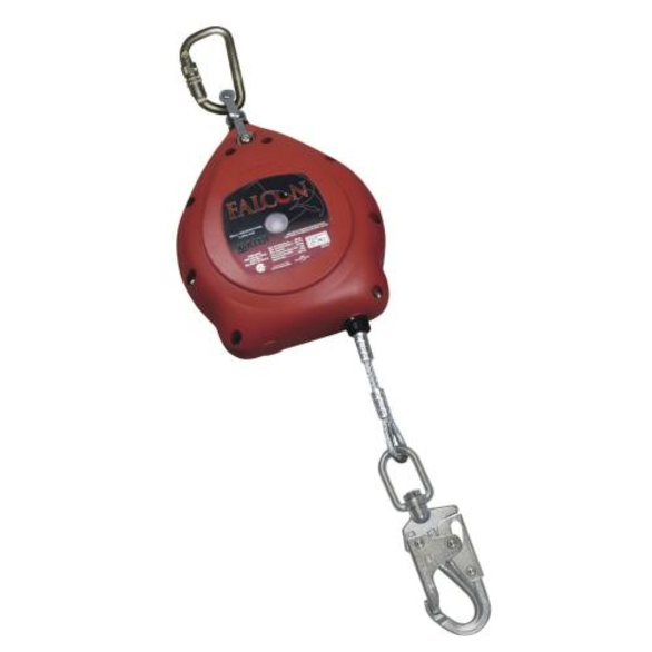 Miller® by Honeywell MP30G-Z7/30FT Falcon® Self-Retracting Cable Lifeline With Carabineer and Tagline, 400 lb Load, 30 ft L, Red, Steel Line, Nylon Hardware