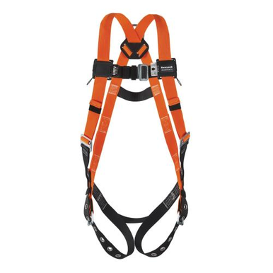 Miller® by Honeywell TiTAN™ T4500/UAK Non-Stretchable Harness, Universal, 400 lb Load, Polyester Strap, Tongue Leg Strap Buckle, Mating Chest Strap Buckle, Mating Shoulder Strap Buckle, Steel Hardware, Black/Orange