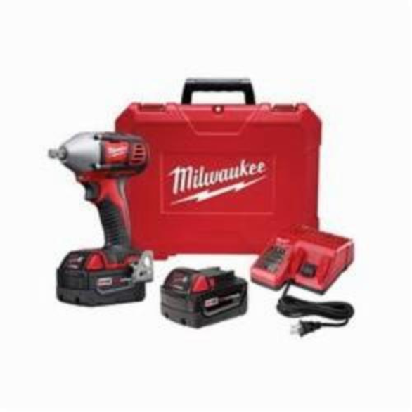 Milwaukee® M18™ Compact Cordless Impact Wrench Kit With Pin Detent, 1/2 in Straight Drive, 3350 bpm, 183 ft-lb Torque