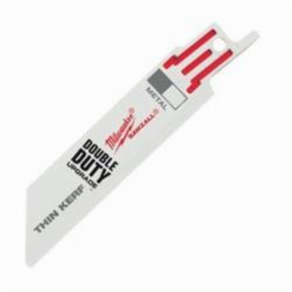 Milwaukee® SAWZALL® Double Duty Straight Back Reciprocating Saw Blade, 4 in L x 3/4 in W x 0.035 in THK, 24, Bi-Metal