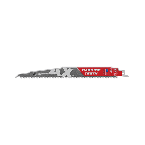 Milwaukee® 48-00-5226 Tapered Back Reciprocating Saw Blade, 9 in L, 5 TPI, Carbide Body, Universal Tang