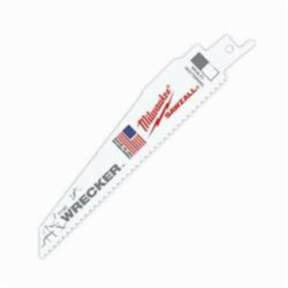 Milwaukee® SAWZALL® The Wrecker™ Reciprocating Saw Blade, 6 in L x 1 in W x 0.06 in THK, 8, Bi-Metal, Universal Tang
