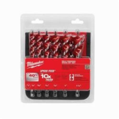 Milwaukee® Speed Feed™ Wood Drill Bit Set, 6 Pieces, 1/4 in Hex Shank