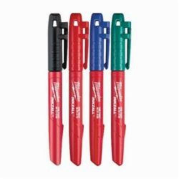 Milwaukee® INKZALL™ Permanent Industrial Marker, Fine Line Tip, Acrylic, Black/Red/Green/Blue