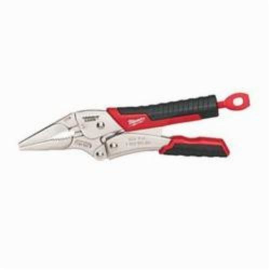 Milwaukee® TORQUE LOCK™ Long Nose Plier With Wire Cutter, 2.11 in L x 3/16 in W Forged Alloy Steel Curved Jaw, 9 in OAL