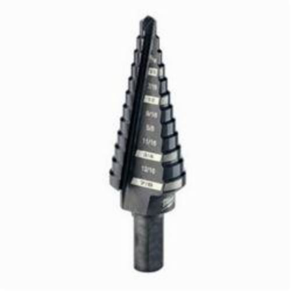 Milwaukee® 48-89-9204 Step Drill Bit, 3/16 in Dia Min Hole, 7/8 in Dia Max Hole, 12 Steps, 12 Hole Sizes