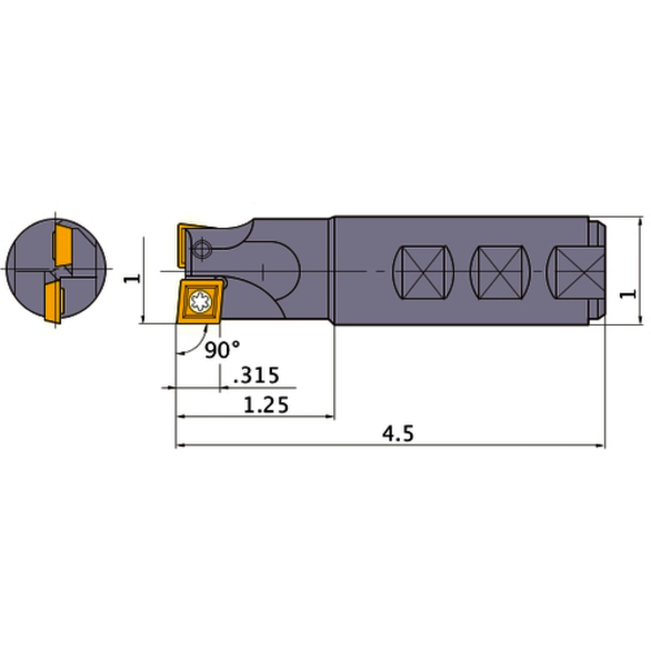 Mitsubishi 102099 1.0000 2 Tth Indexable Milling Cutter