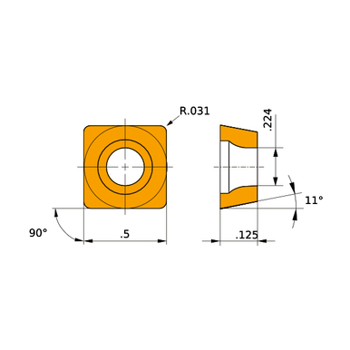 Mitsubishi 106033 Coated Indexable Turning Insert, N Hand