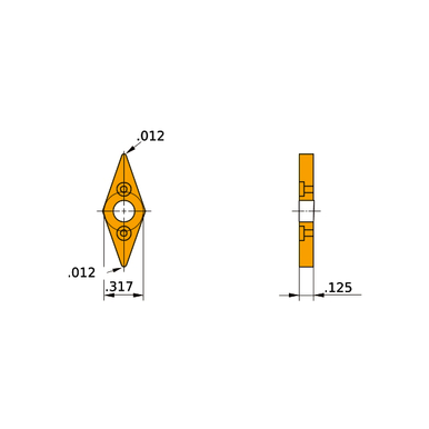 Mitsubishi 106406 0.3170 in Inscribed Circle, Rhombic Shape, Turning Holders, Shim for Indexables