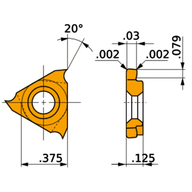 Mitsubishi 269245 Coated Indexable Turning Insert, L Hand