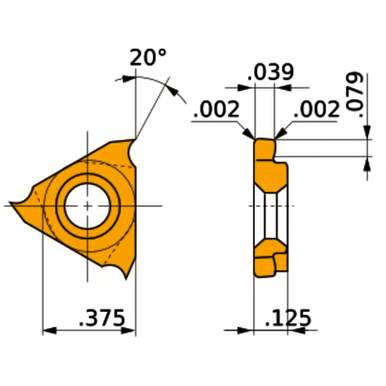 Mitsubishi 269384 Coated Indexable Turning Insert, L Hand