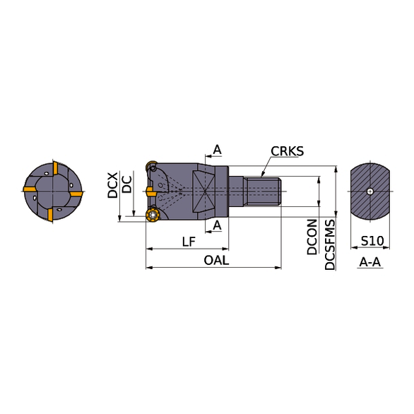 Mitsubishi 454248 0.6693 in Cutting Dia, 0.0984 in, 0.4134 in Dia Cylindrical Shank, Indexable Copy End Mill