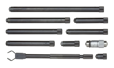 Mitutoyo 139-201 Imperial Extension Pipe Tubular Inside Micrometer Set, 1.5 to 12 in Range 0.001 in Graduations, 0.00005x3+L/2 in Accuracy, Carbide Tip