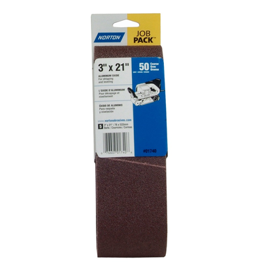 Norton® Metalite® R255 Plyweld Portable Abrasive Belt, 21 in L x 3 in W, 50/Medium, Aluminum Oxide Abrasive
