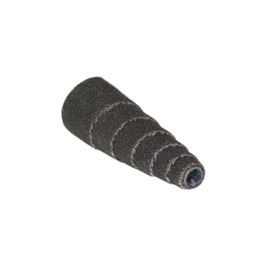 Merit® 08834181715 Full-Tapered Coated Spiral Roll, 3/8 in Dia x 1 in L, 1/8 in, 80 Grit, Aluminum Oxide Abrasive