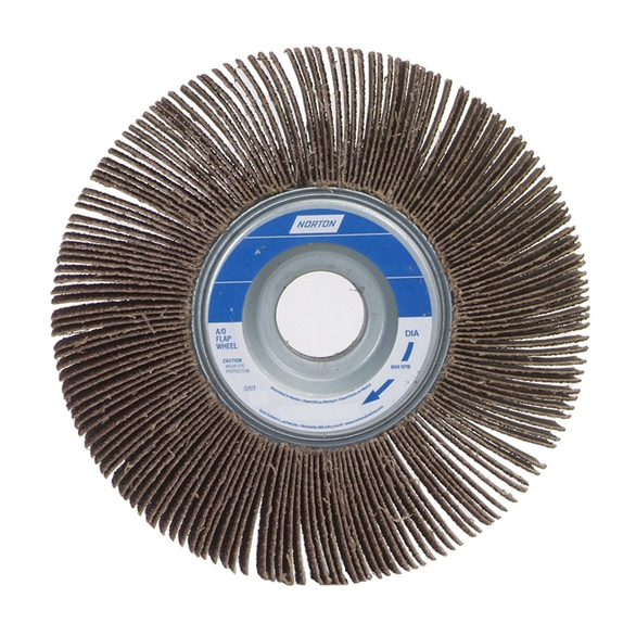 Norton® Metalite® R265 Large Diameter Mini Coated Flap Wheel, 4 in Dia x 1 in W, 5/8 in, P80/Medium