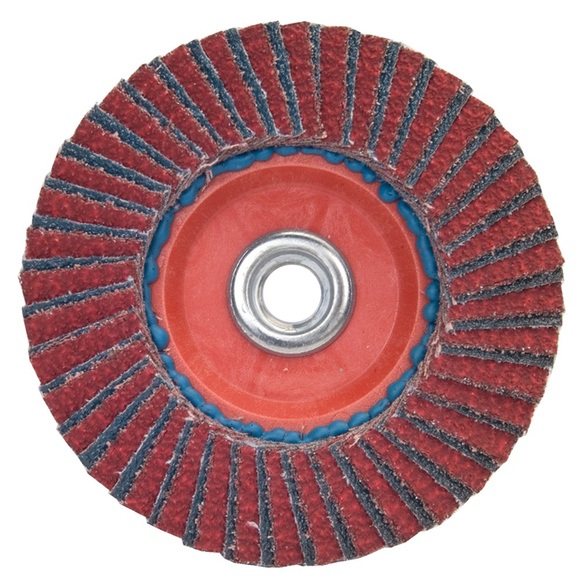 Norton® Red Heat® R961 Standard Density Coated Flap Disc, 4-1/2 in Dia, 5/8-11, 60/Coarse, Type 27/Flat