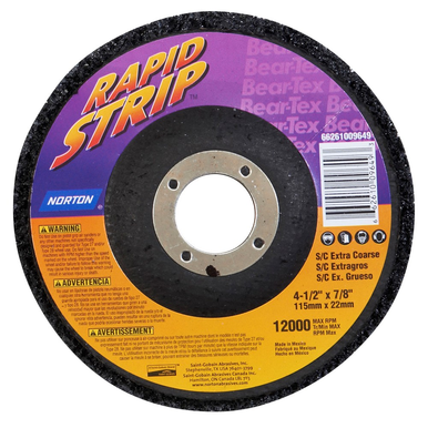 Norton® Rapid Strip™ 66261009649 Depressed Center Wheel, 4-1/2 in Dia x 1/2 in THK, 7/8 in, 60/80 Grit