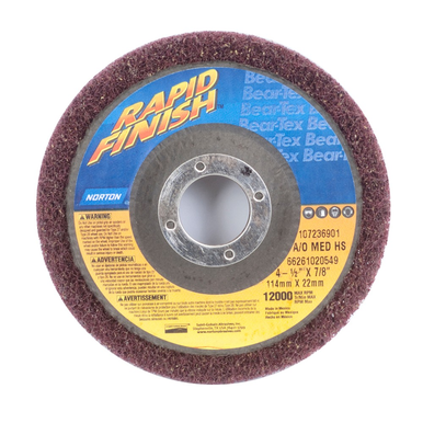 Norton® Rapid Blend™ 66261020549 Depressed Center Wheel, 4-1/2 in Dia x 1/2 in THK, 7/8 in, 150/180 Grit