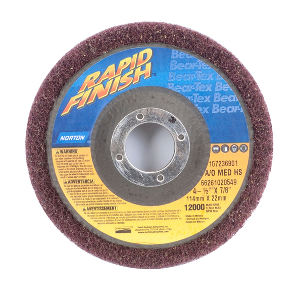 Norton® Rapid Blend™ 66261020549 Depressed Center Wheel, 4-1/2 in Dia x 1/2 in THK, 7/8 in, 150/180 Grit
