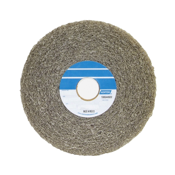 Norton® Bear-Tex® 66261058550 Convolute Non-Woven Abrasive Wheel, 6 in Dia x 1 in THK, 1 in, Medium Grade