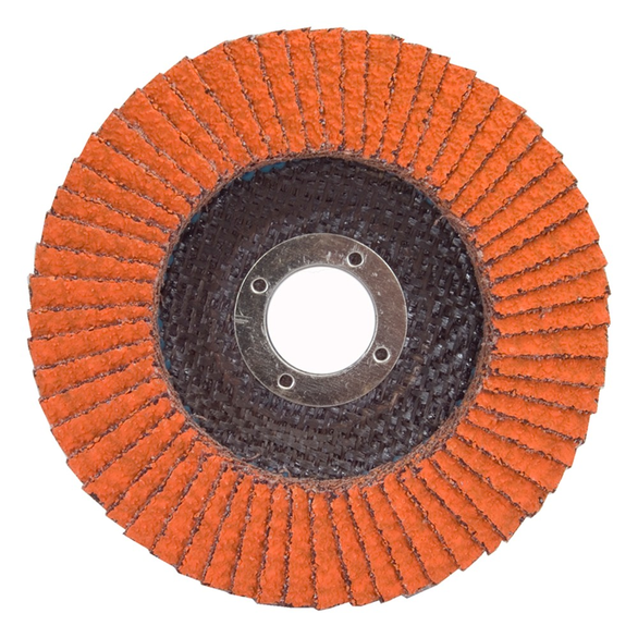Norton® Blaze® R980P Standard Density Coated Flap Disc, 5 in Dia, 7/8 in, 80/Medium, Ceramic Alumina Abrasive