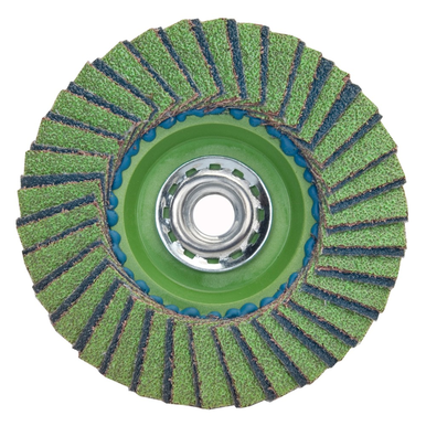 Norton® Neon® R766 Quick Trim Standard Density Coated Flap Disc, 4-1/2 in Dia, 5/8-11, 40/Coarse, Type 27/Flat