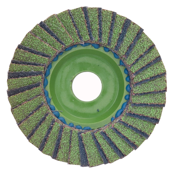 Norton® Neon® R766 Quick Trim Standard Density Coated Flap Disc, 4-1/2 in Dia, 7/8 in, 40/Coarse, Type 27/Flat