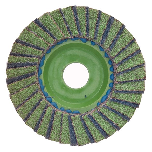 Norton® Neon® R766 Quick Trim Standard Density Coated Flap Disc, 5 in Dia, 7/8 in, 40/Coarse, Type 27/Flat