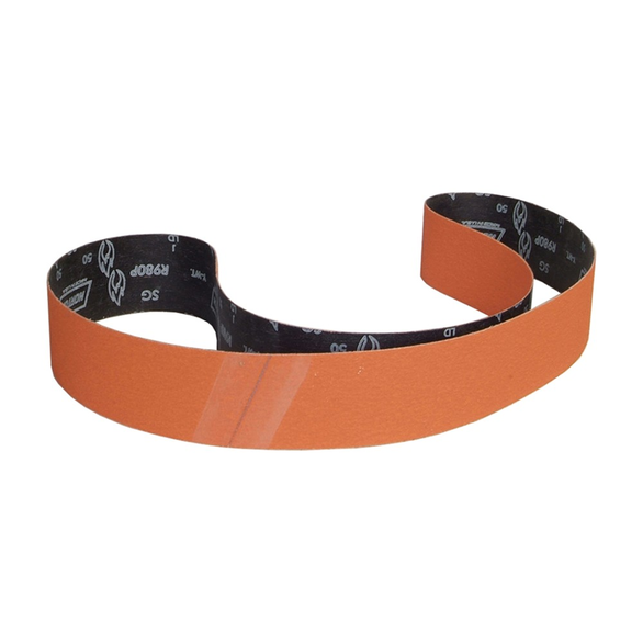 Norton® Blaze® R980P Narrow Abrasive Belt, 90 in L x 3 in W, 36/Extra Coarse, Ceramic Alumina Abrasive